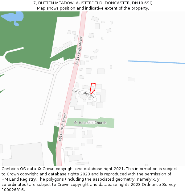 7, BUTTEN MEADOW, AUSTERFIELD, DONCASTER, DN10 6SQ: Location map and indicative extent of plot