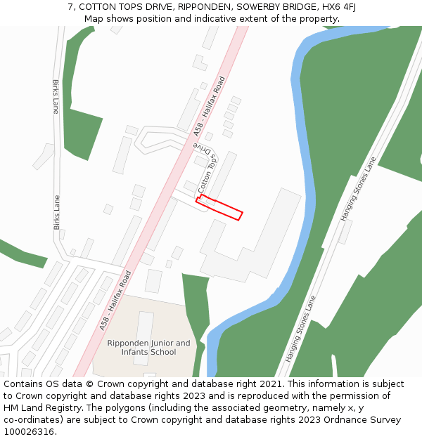 7, COTTON TOPS DRIVE, RIPPONDEN, SOWERBY BRIDGE, HX6 4FJ: Location map and indicative extent of plot