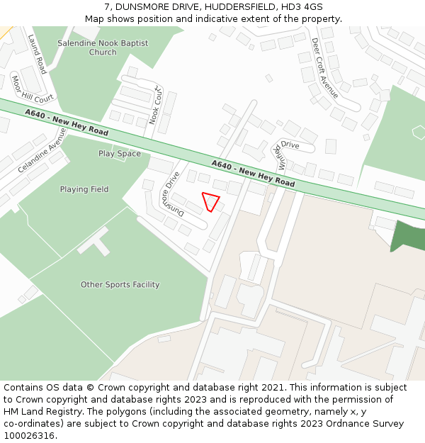 7, DUNSMORE DRIVE, HUDDERSFIELD, HD3 4GS: Location map and indicative extent of plot