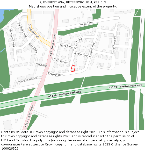 7, EVEREST WAY, PETERBOROUGH, PE7 0LS: Location map and indicative extent of plot