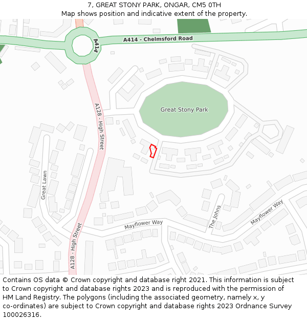 7, GREAT STONY PARK, ONGAR, CM5 0TH: Location map and indicative extent of plot