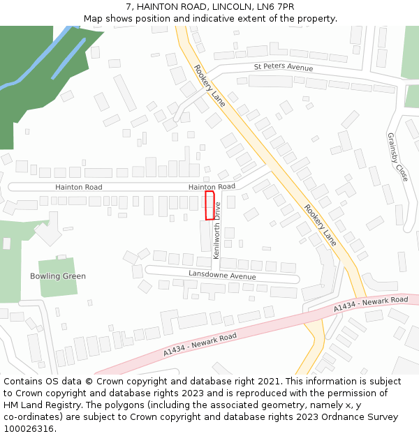 7, HAINTON ROAD, LINCOLN, LN6 7PR: Location map and indicative extent of plot