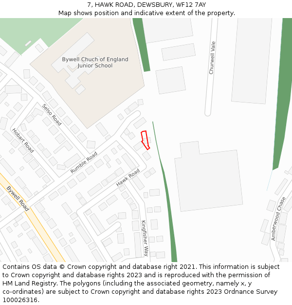 7, HAWK ROAD, DEWSBURY, WF12 7AY: Location map and indicative extent of plot