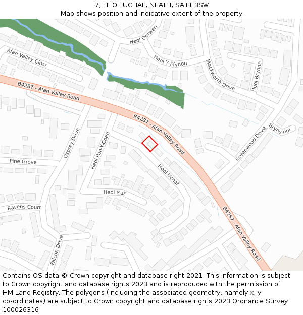 7, HEOL UCHAF, NEATH, SA11 3SW: Location map and indicative extent of plot