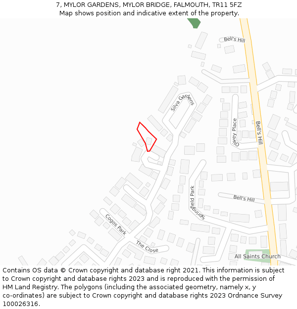 7, MYLOR GARDENS, MYLOR BRIDGE, FALMOUTH, TR11 5FZ: Location map and indicative extent of plot