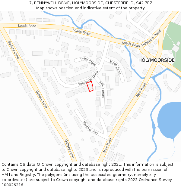 7, PENNYWELL DRIVE, HOLYMOORSIDE, CHESTERFIELD, S42 7EZ: Location map and indicative extent of plot