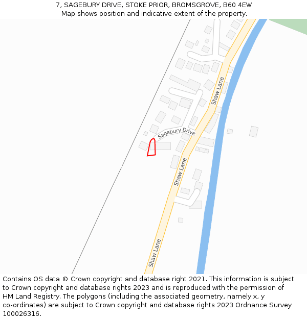 7, SAGEBURY DRIVE, STOKE PRIOR, BROMSGROVE, B60 4EW: Location map and indicative extent of plot