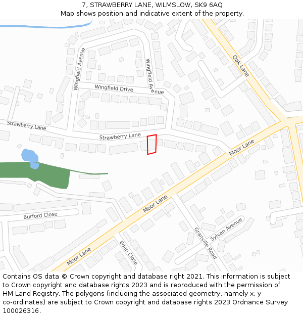 7, STRAWBERRY LANE, WILMSLOW, SK9 6AQ: Location map and indicative extent of plot