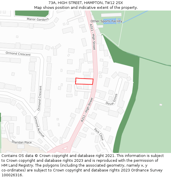 73A, HIGH STREET, HAMPTON, TW12 2SX: Location map and indicative extent of plot