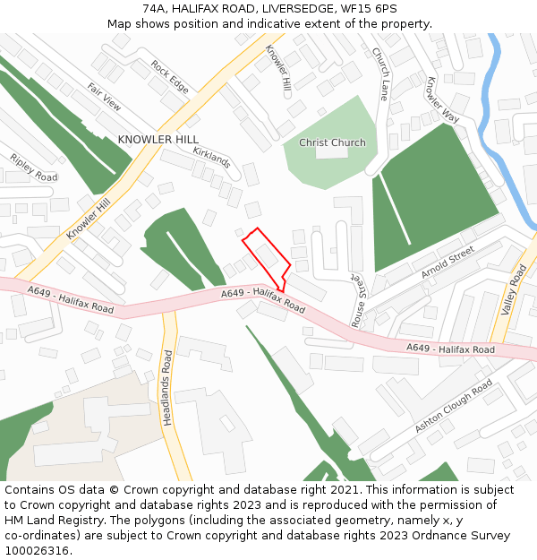 74A, HALIFAX ROAD, LIVERSEDGE, WF15 6PS: Location map and indicative extent of plot