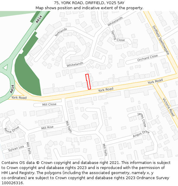 75, YORK ROAD, DRIFFIELD, YO25 5AY: Location map and indicative extent of plot
