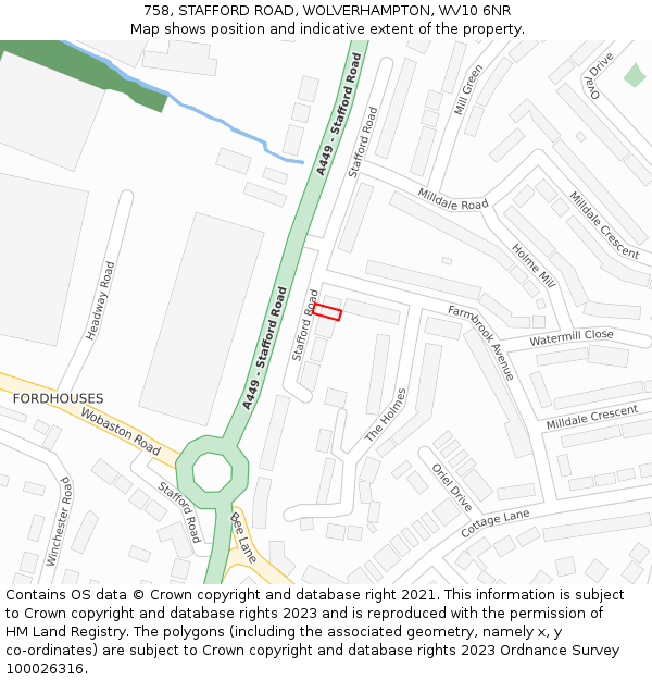 758, STAFFORD ROAD, WOLVERHAMPTON, WV10 6NR: Location map and indicative extent of plot