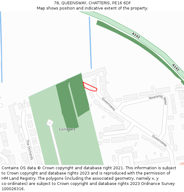 78, QUEENSWAY, CHATTERIS, PE16 6DF: Location map and indicative extent of plot