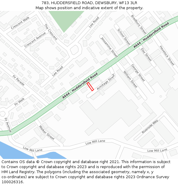 783, HUDDERSFIELD ROAD, DEWSBURY, WF13 3LR: Location map and indicative extent of plot