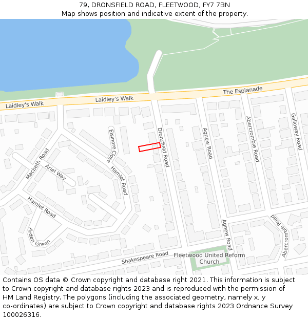 79, DRONSFIELD ROAD, FLEETWOOD, FY7 7BN: Location map and indicative extent of plot