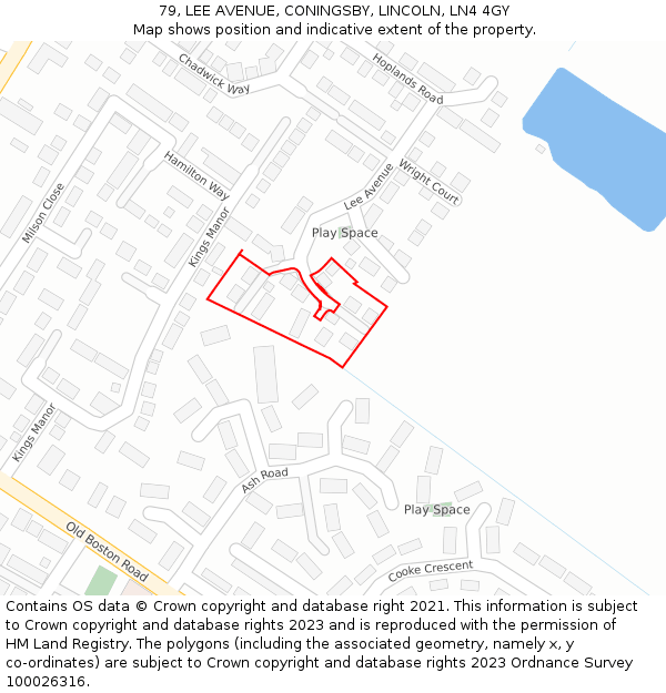 79, LEE AVENUE, CONINGSBY, LINCOLN, LN4 4GY: Location map and indicative extent of plot