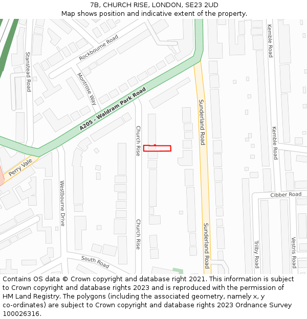 7B, CHURCH RISE, LONDON, SE23 2UD: Location map and indicative extent of plot