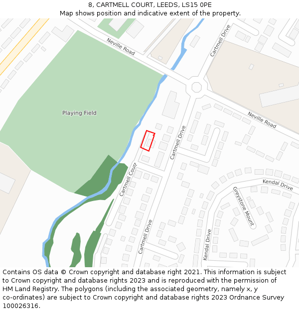 8, CARTMELL COURT, LEEDS, LS15 0PE: Location map and indicative extent of plot
