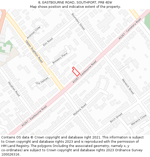 8, EASTBOURNE ROAD, SOUTHPORT, PR8 4EW: Location map and indicative extent of plot