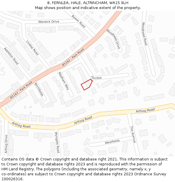 8, FERNLEA, HALE, ALTRINCHAM, WA15 9LH: Location map and indicative extent of plot