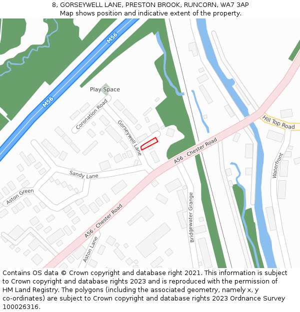 8, GORSEYWELL LANE, PRESTON BROOK, RUNCORN, WA7 3AP: Location map and indicative extent of plot