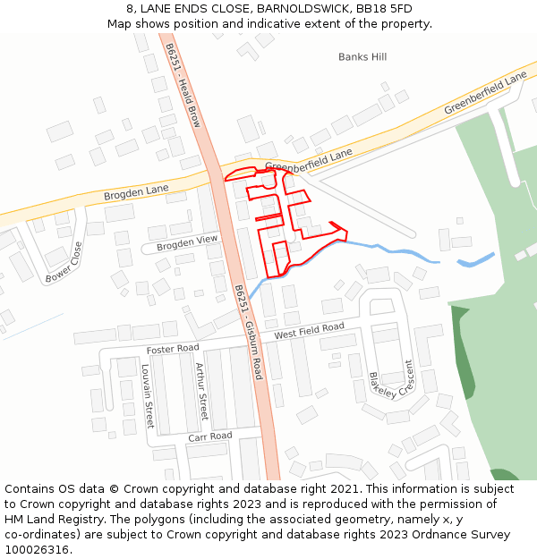 8, LANE ENDS CLOSE, BARNOLDSWICK, BB18 5FD: Location map and indicative extent of plot