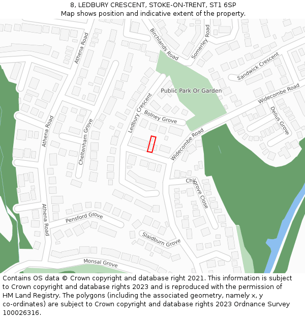 8, LEDBURY CRESCENT, STOKE-ON-TRENT, ST1 6SP: Location map and indicative extent of plot