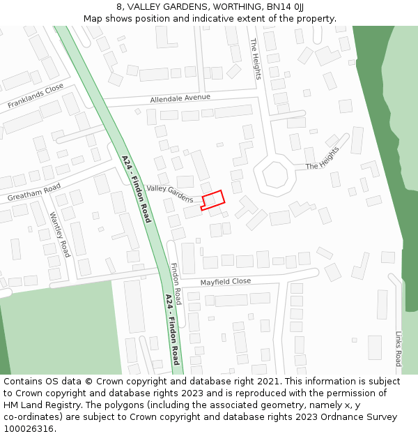 8, VALLEY GARDENS, WORTHING, BN14 0JJ: Location map and indicative extent of plot