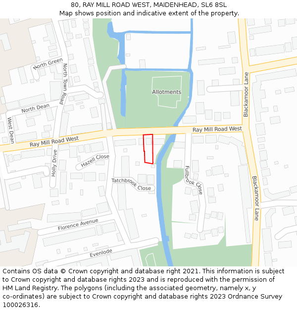 80, RAY MILL ROAD WEST, MAIDENHEAD, SL6 8SL: Location map and indicative extent of plot