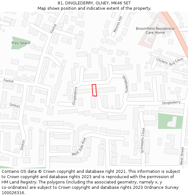 81, DINGLEDERRY, OLNEY, MK46 5ET: Location map and indicative extent of plot