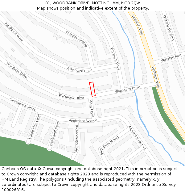 81, WOODBANK DRIVE, NOTTINGHAM, NG8 2QW: Location map and indicative extent of plot