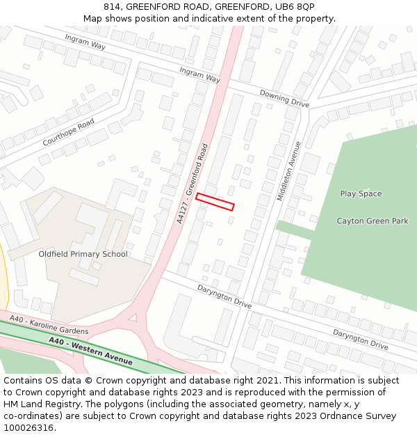 814, GREENFORD ROAD, GREENFORD, UB6 8QP: Location map and indicative extent of plot
