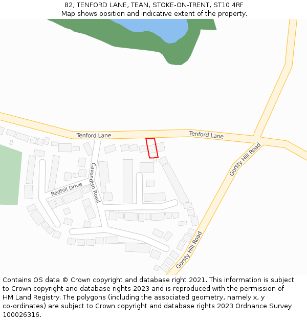 82, TENFORD LANE, TEAN, STOKE-ON-TRENT, ST10 4RF: Location map and indicative extent of plot