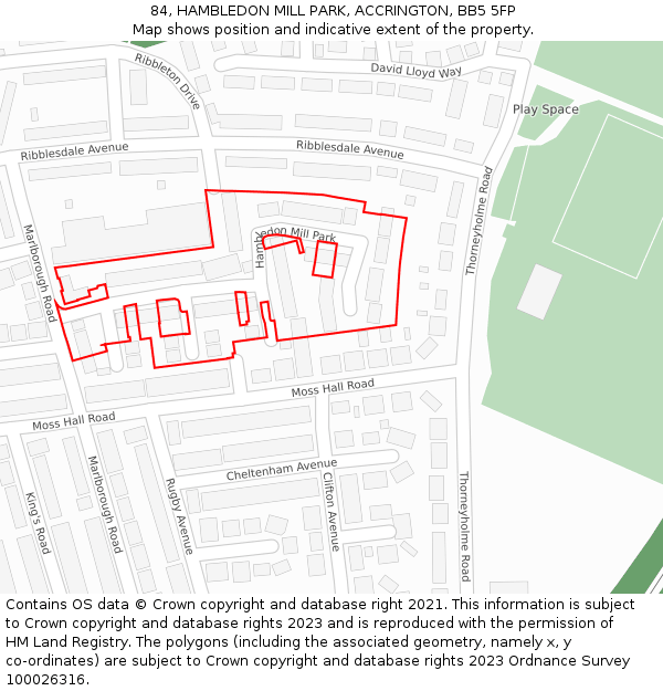 84, HAMBLEDON MILL PARK, ACCRINGTON, BB5 5FP: Location map and indicative extent of plot