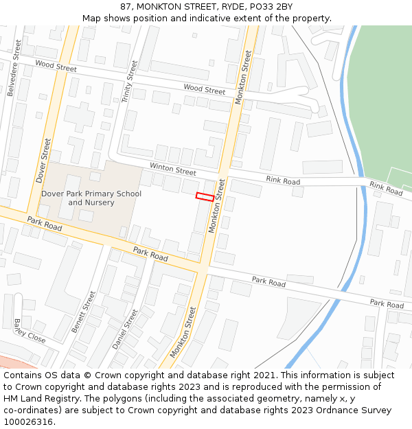 87, MONKTON STREET, RYDE, PO33 2BY: Location map and indicative extent of plot