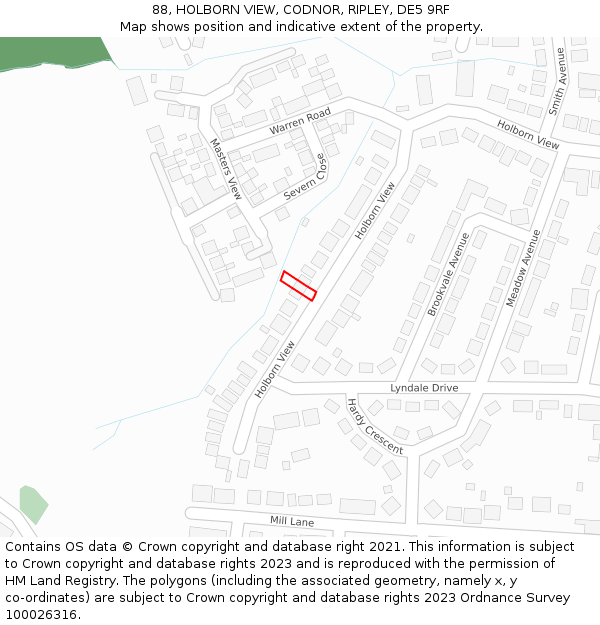 88, HOLBORN VIEW, CODNOR, RIPLEY, DE5 9RF: Location map and indicative extent of plot