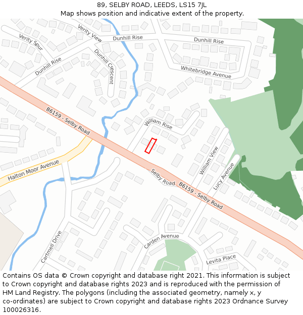 89, SELBY ROAD, LEEDS, LS15 7JL: Location map and indicative extent of plot