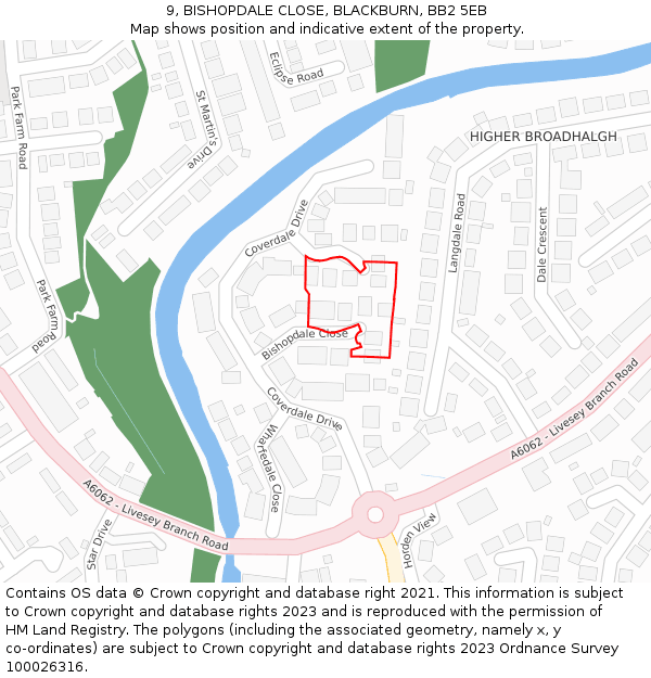 9, BISHOPDALE CLOSE, BLACKBURN, BB2 5EB: Location map and indicative extent of plot