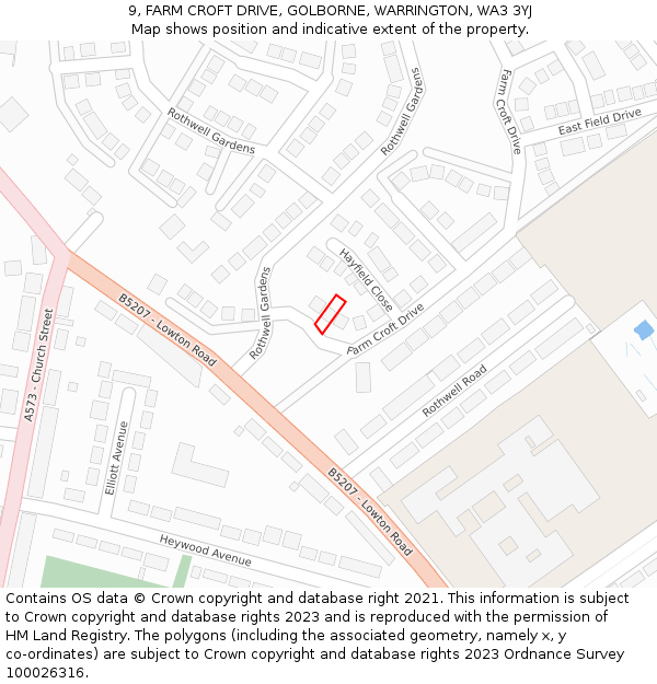 9, FARM CROFT DRIVE, GOLBORNE, WARRINGTON, WA3 3YJ: Location map and indicative extent of plot