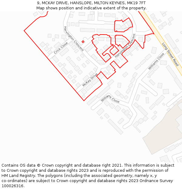 9, MCKAY DRIVE, HANSLOPE, MILTON KEYNES, MK19 7FT: Location map and indicative extent of plot