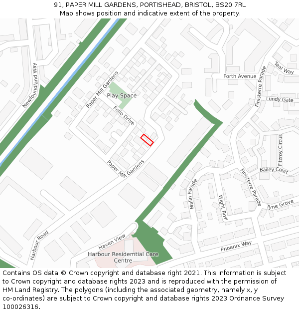 91, PAPER MILL GARDENS, PORTISHEAD, BRISTOL, BS20 7RL: Location map and indicative extent of plot