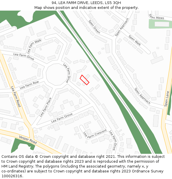 94, LEA FARM DRIVE, LEEDS, LS5 3QH: Location map and indicative extent of plot
