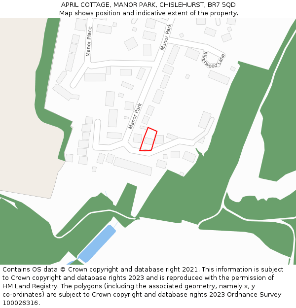 APRIL COTTAGE, MANOR PARK, CHISLEHURST, BR7 5QD: Location map and indicative extent of plot