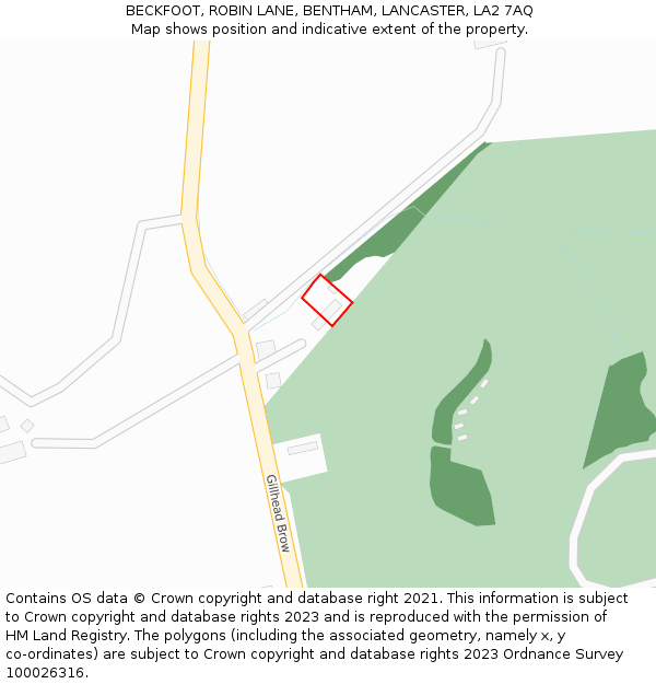 BECKFOOT, ROBIN LANE, BENTHAM, LANCASTER, LA2 7AQ: Location map and indicative extent of plot