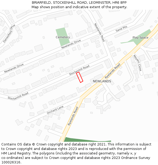 BRIARFIELD, STOCKENHILL ROAD, LEOMINSTER, HR6 8PP: Location map and indicative extent of plot