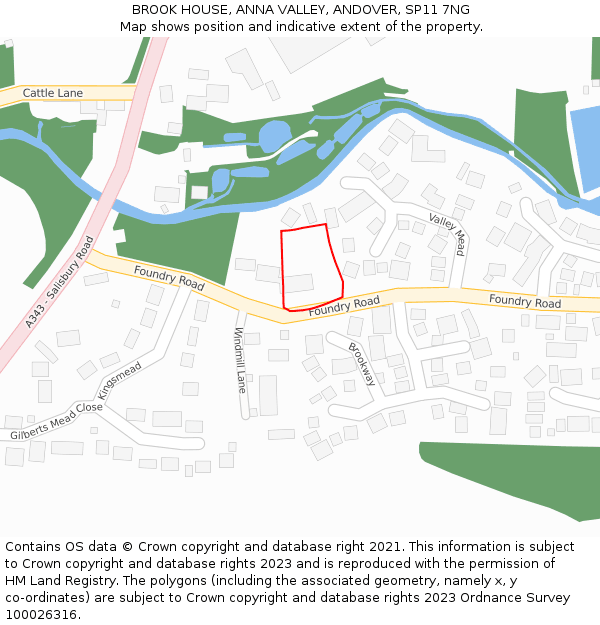 BROOK HOUSE, ANNA VALLEY, ANDOVER, SP11 7NG: Location map and indicative extent of plot