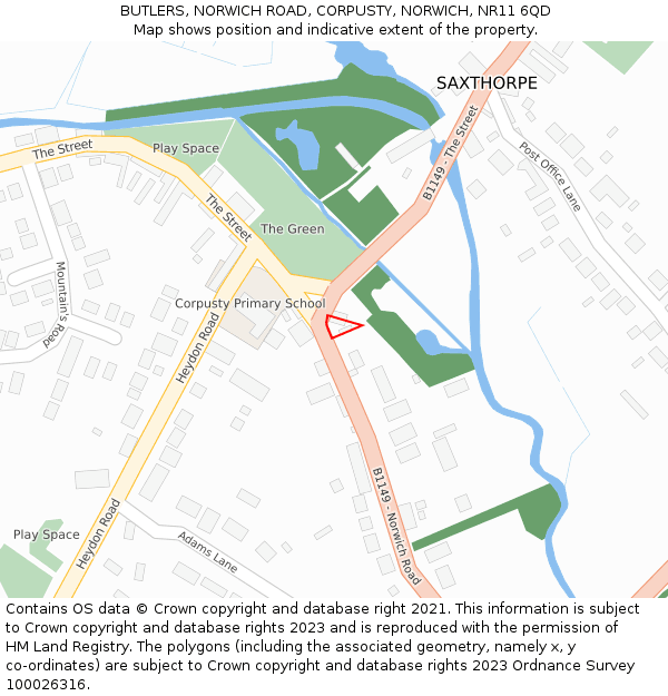BUTLERS, NORWICH ROAD, CORPUSTY, NORWICH, NR11 6QD: Location map and indicative extent of plot
