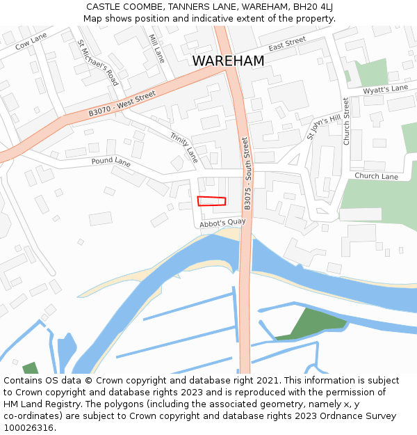 CASTLE COOMBE, TANNERS LANE, WAREHAM, BH20 4LJ: Location map and indicative extent of plot