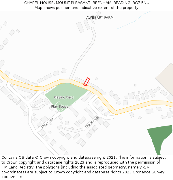 CHAPEL HOUSE, MOUNT PLEASANT, BEENHAM, READING, RG7 5NU: Location map and indicative extent of plot