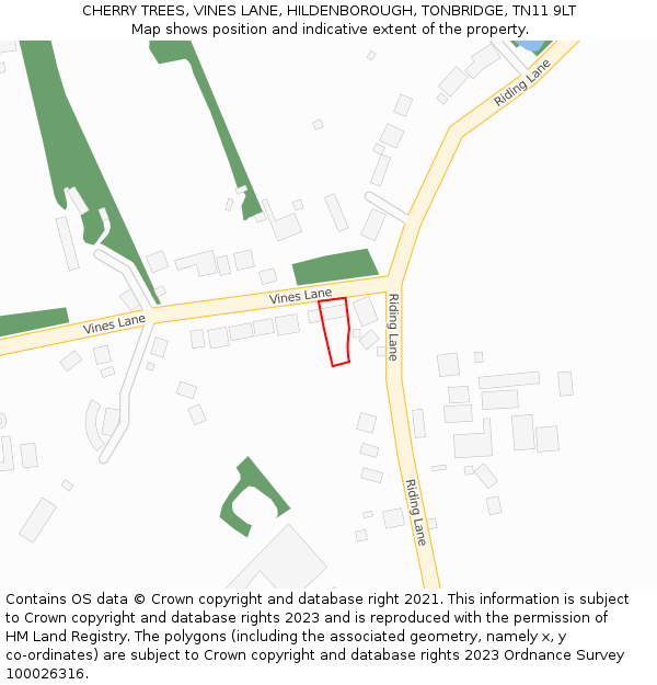 CHERRY TREES, VINES LANE, HILDENBOROUGH, TONBRIDGE, TN11 9LT: Location map and indicative extent of plot